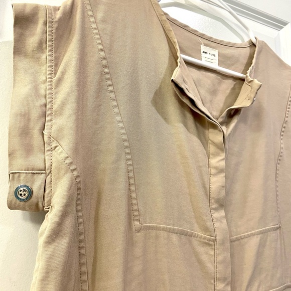 AMS PURE khaki Dolman Sleeve Button Down Dress - Picture 4 of 11